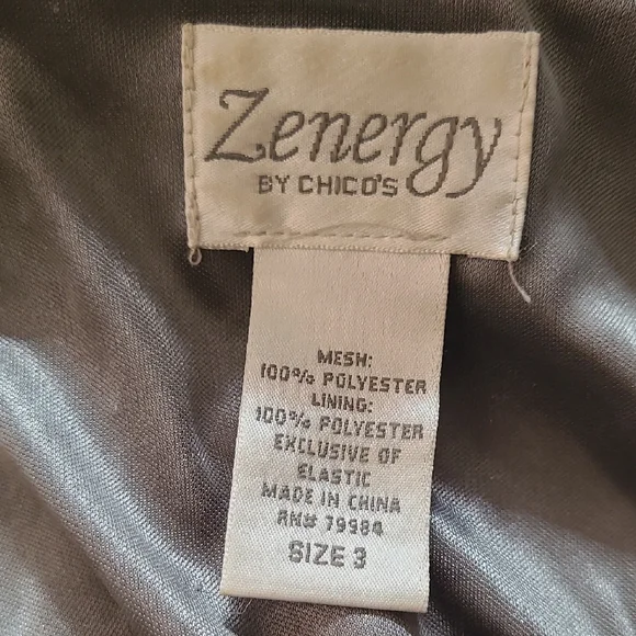 Zenergy By Chicos Silver Sequins Slouch Neck Quarter Sleeve Top Womens Size 3 - Picture 9 of 9